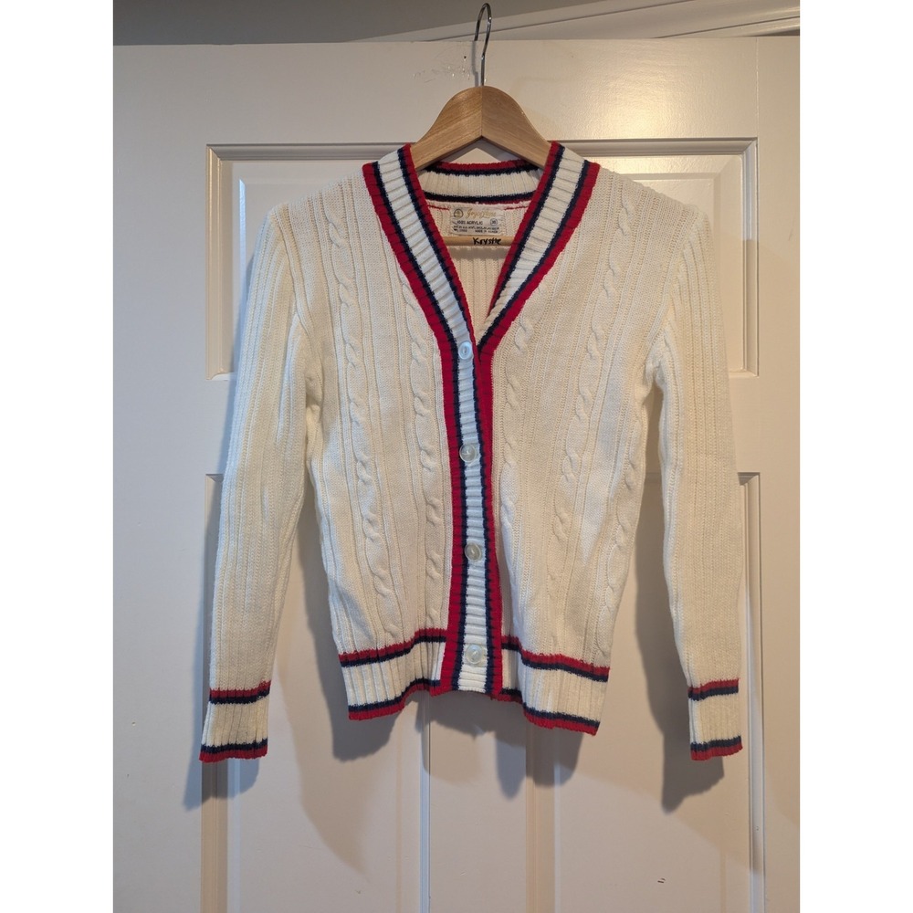 Vintage Joyce Lane Rugby Sweater Womens Size Xs-s 36 Cardigan Cable Long Sleeve